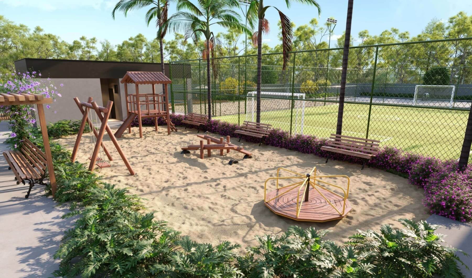 Perspectiva ilustrada do Parque Infantil