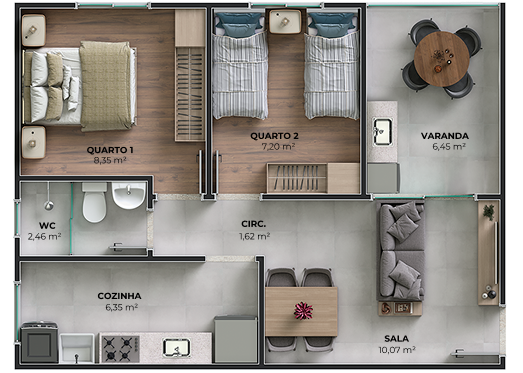 Planta 47.10m²